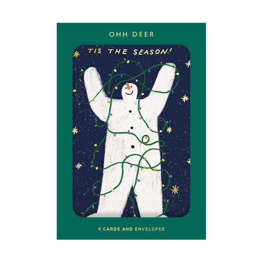 Tis The Season Snowman Packs of 9 Christmas Cards (11573)