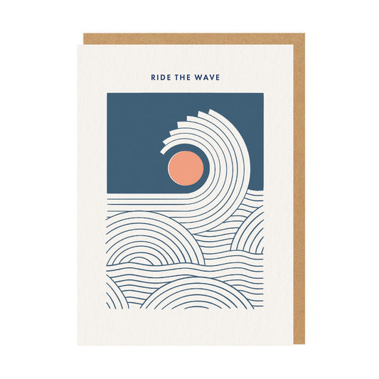 Artistic greeting card featuring a wave illustration