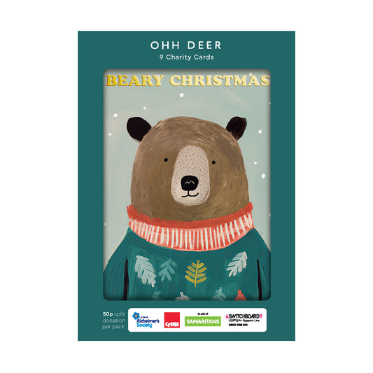 Festive Bears x 3 Charity Christmas Cards (Pack of 9) (11582)