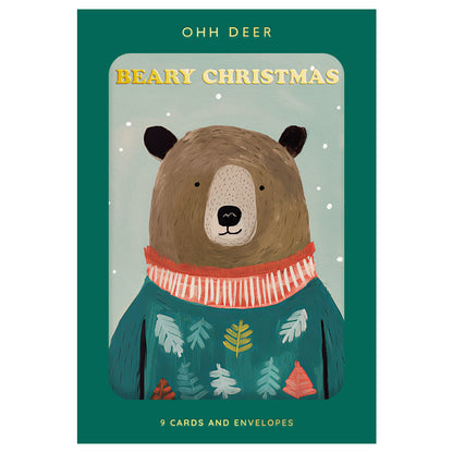 Festive Bears x 3 Designs Packs of 9 Christmas Cards (11582)