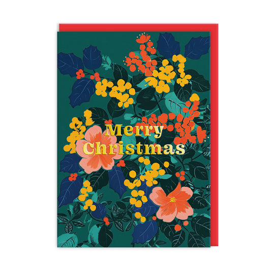 Festive Floral Merry Christmas Card (11586)