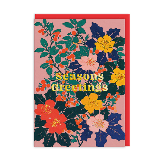 Festive Floral Seasons Greetings Card (11587)
