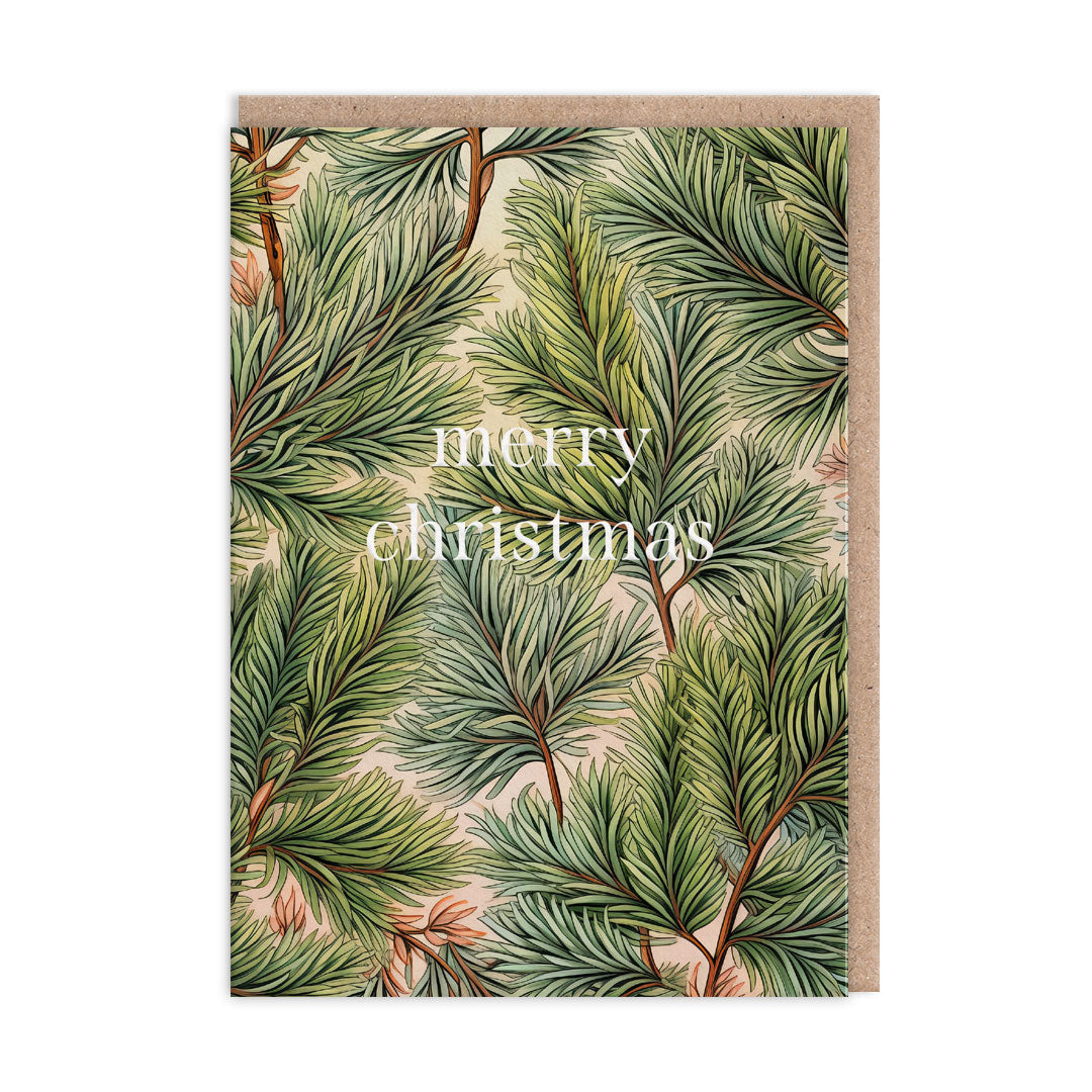 Botanical Green Hues Christmas Tree Card (11589)