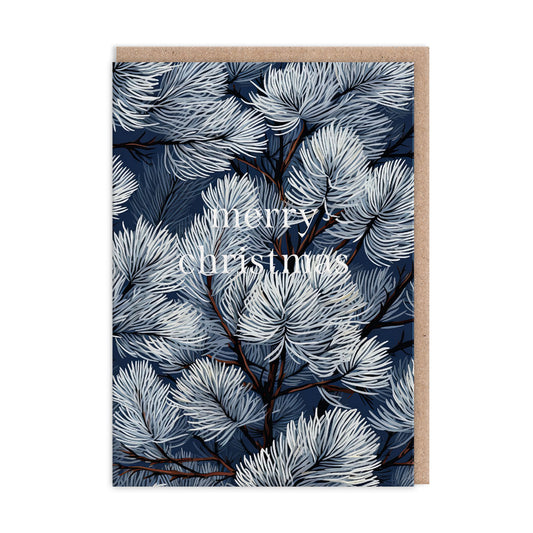 Christmas Tree Botanical Blue Hues Greeting Card (11591)