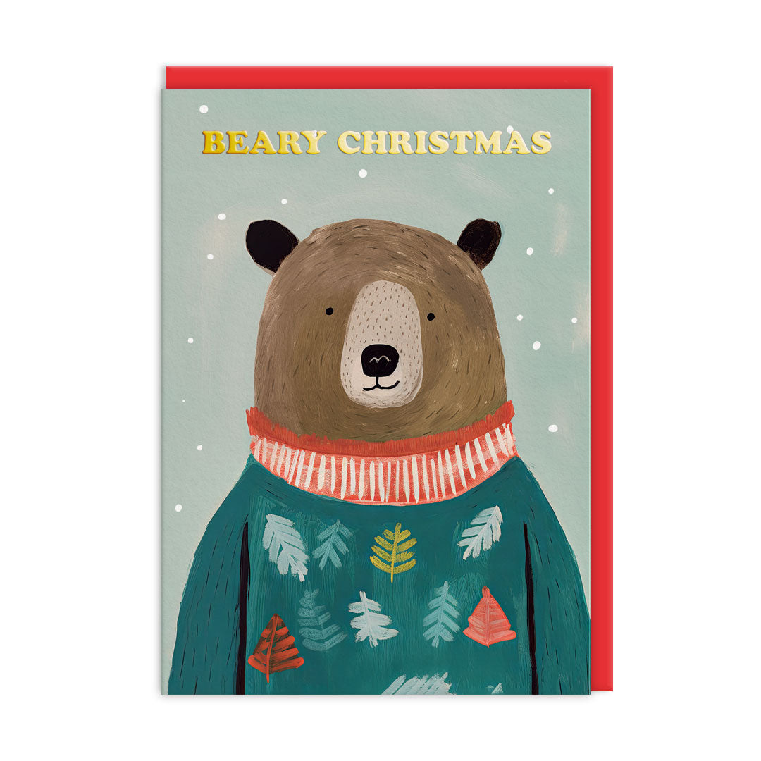 Festive Brown Bear Greeting Card (11598)