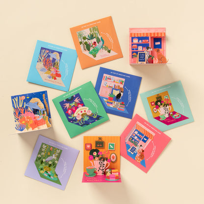 Cat Book Nook Pop Up Greeting Card (13006)