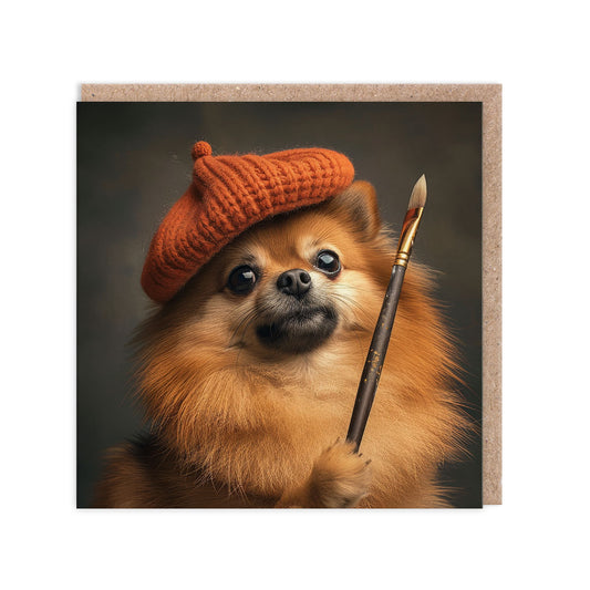 Artist Pomeranian Greeting Card (11674)