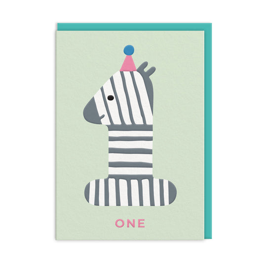 Age 1 Zebra Birthday Card (11973)