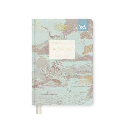 Eastern Elegance Flying Cranes Fabric Hardback Notebook (B6) (13611)