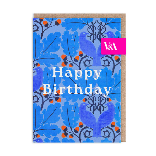 Neon Floral Blue Oak Greeting Card (12590)