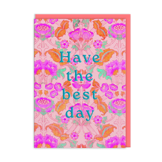 Neon Floral Pink Arts & Crafts Greeting Card (12591)