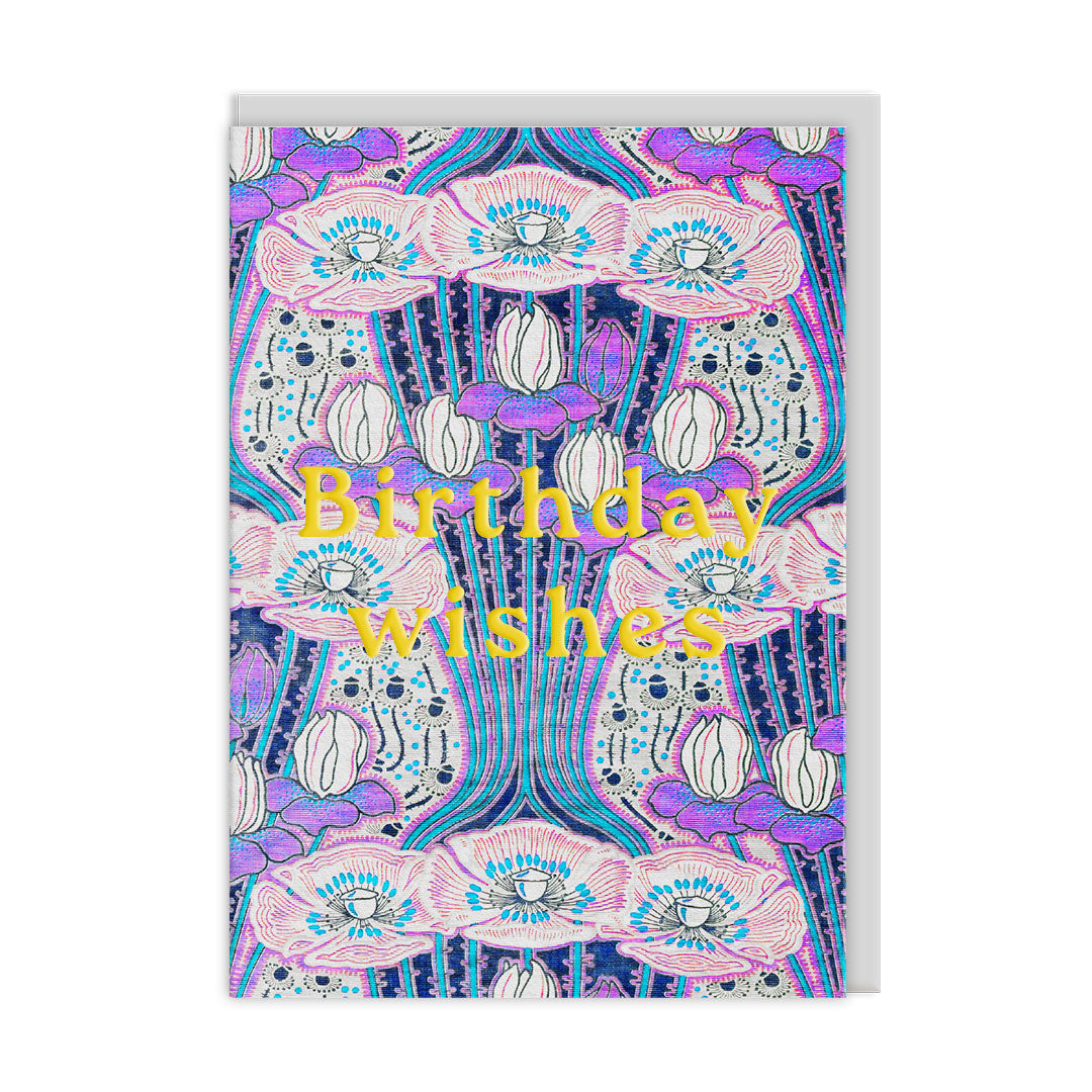 Neon Floral Art Deco Floral Greeting Card (12593)