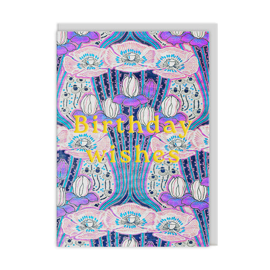 Neon Floral Art Deco Floral Greeting Card (12593)
