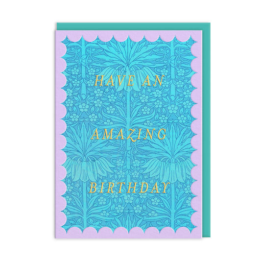 Scalloped Blue Fritillaria Greeting Card (12610)