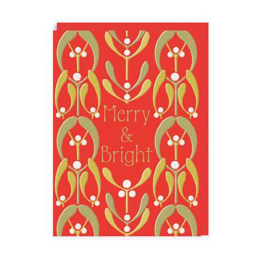 Merry & Bright Mistle Toe Greeting Card (13465)