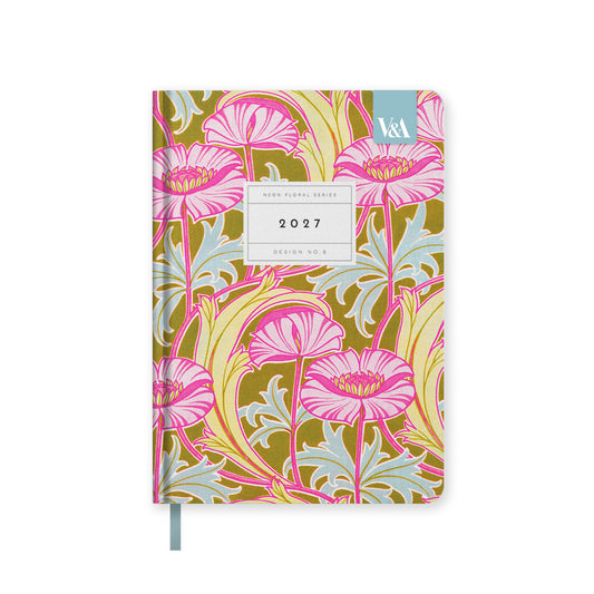 Neon Floral Pink Poppies Premium Hardback Diary (A5) (13744)