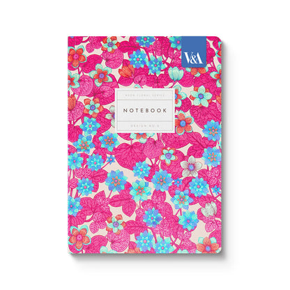 Neon Floral Pink and Blue Premium Paperback Notebook (A5) (12538)