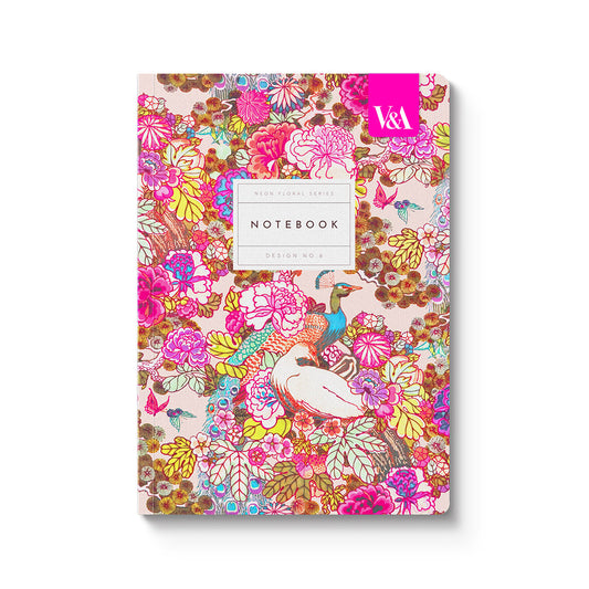 Neon Floral Peacock Floral Premium Paperback Notebook (A5) (12541)