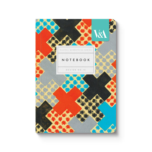 Playful Geometrics Red and Blue Crosses Premium Paperback Notebook (A6) (12544)