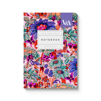 Neon Floral Coral Jungle Premium Paperback Notebook (A6) (12547)