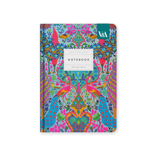 Neon Floral Turquoise Peacock Premium Hardback Notebook (A5) (12839)