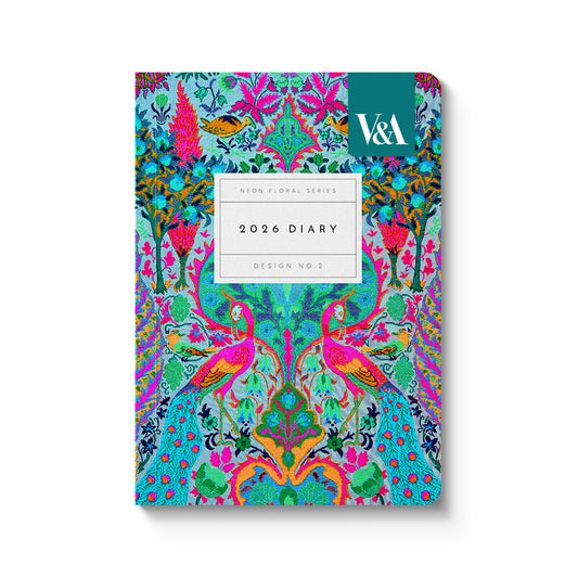 Neon Floral Peacock Premium Paperback Diary (A6) (12665)