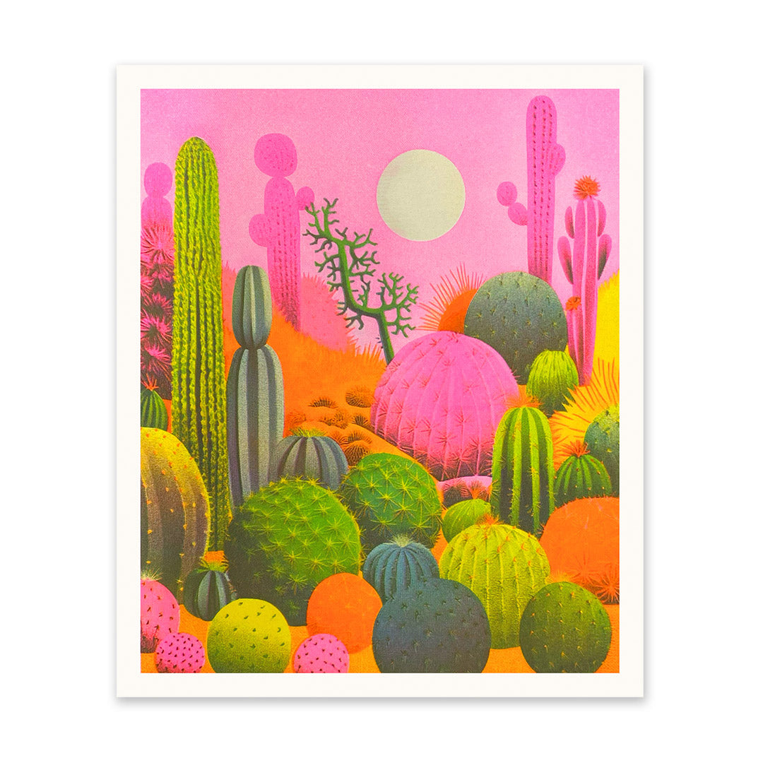 Pink Cacti Riso Print (12x10)(10951)