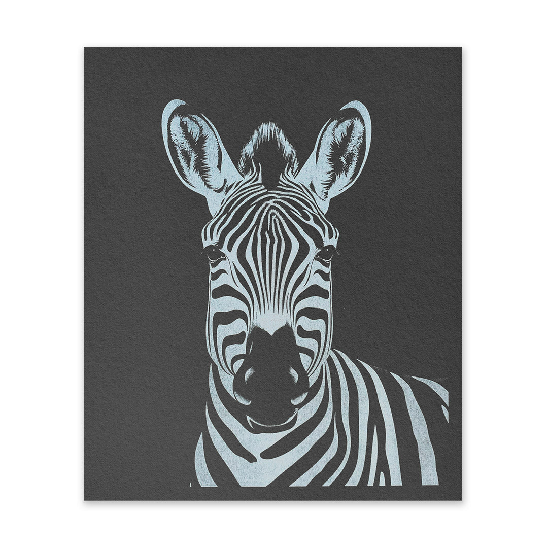 Zebra On Black Art Print (11181)