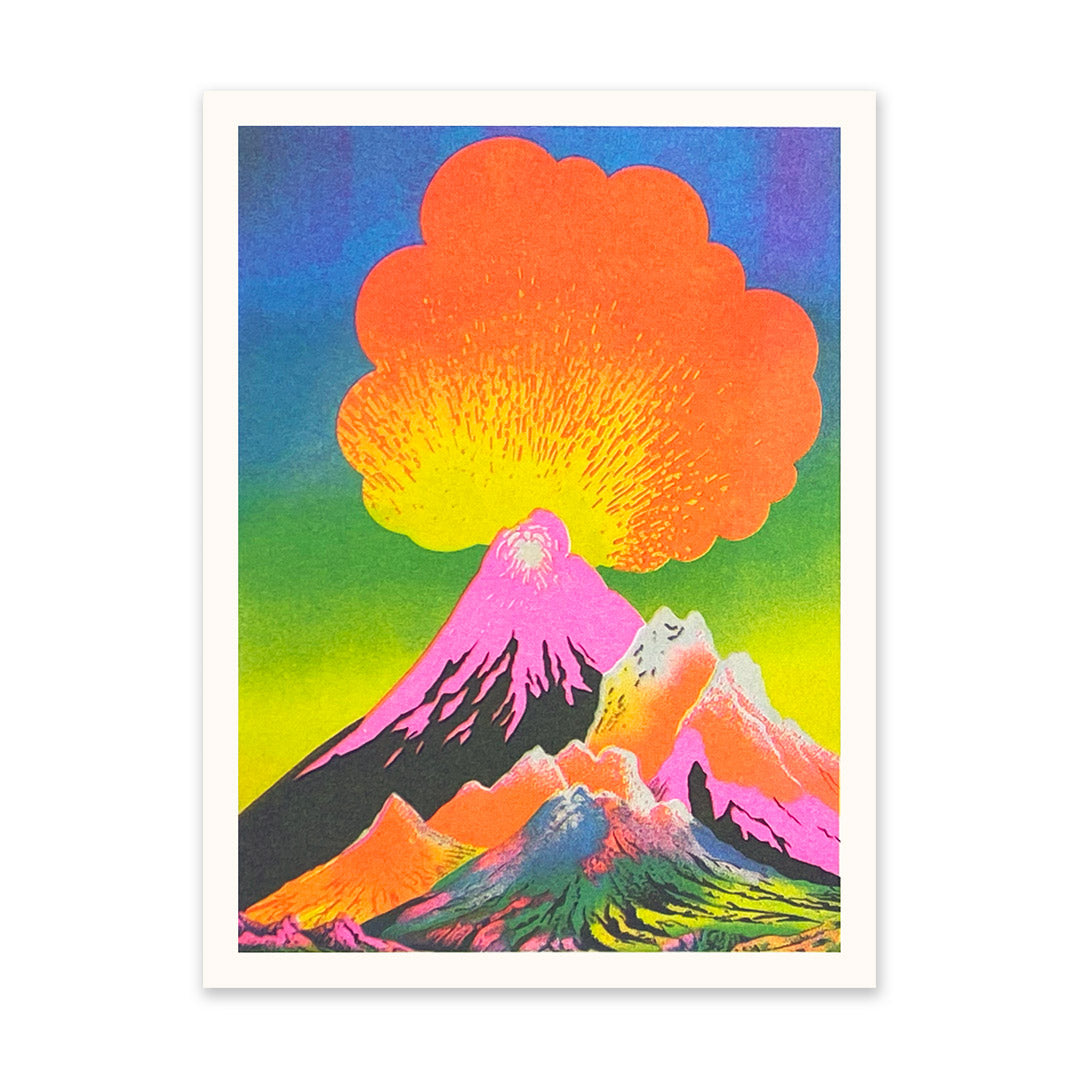 Neon Volcanoes 1 Riso Print (8x6)(10899)