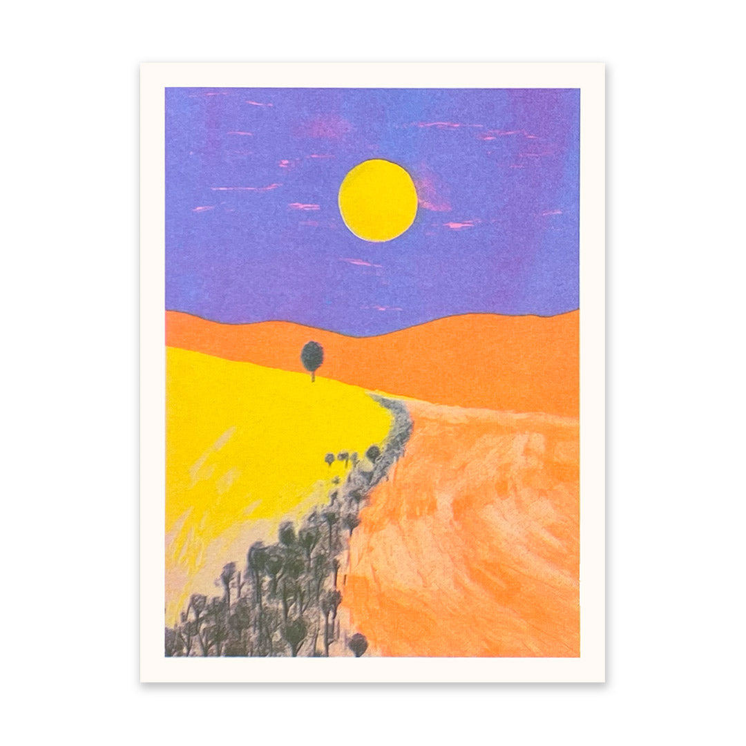 Red Sunset Landscape 3 Riso Print (8x6)(10911)