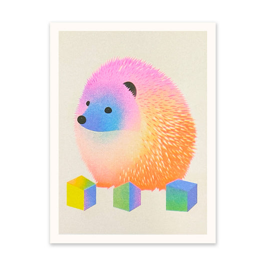Abstract Neon Hedgehog Art Print (10921)