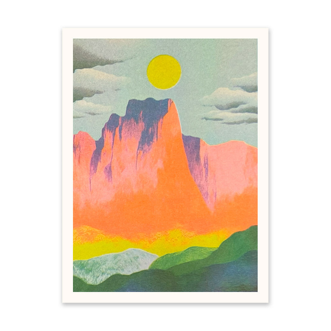 Neon Mountains & Sun 2 Art Print (10937)