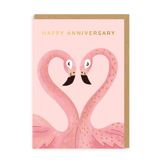 Anniversary Flamingos Greeting Card