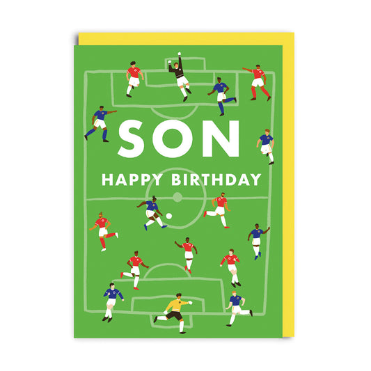 Football Pitch Happy Birthday Son Greeting Card