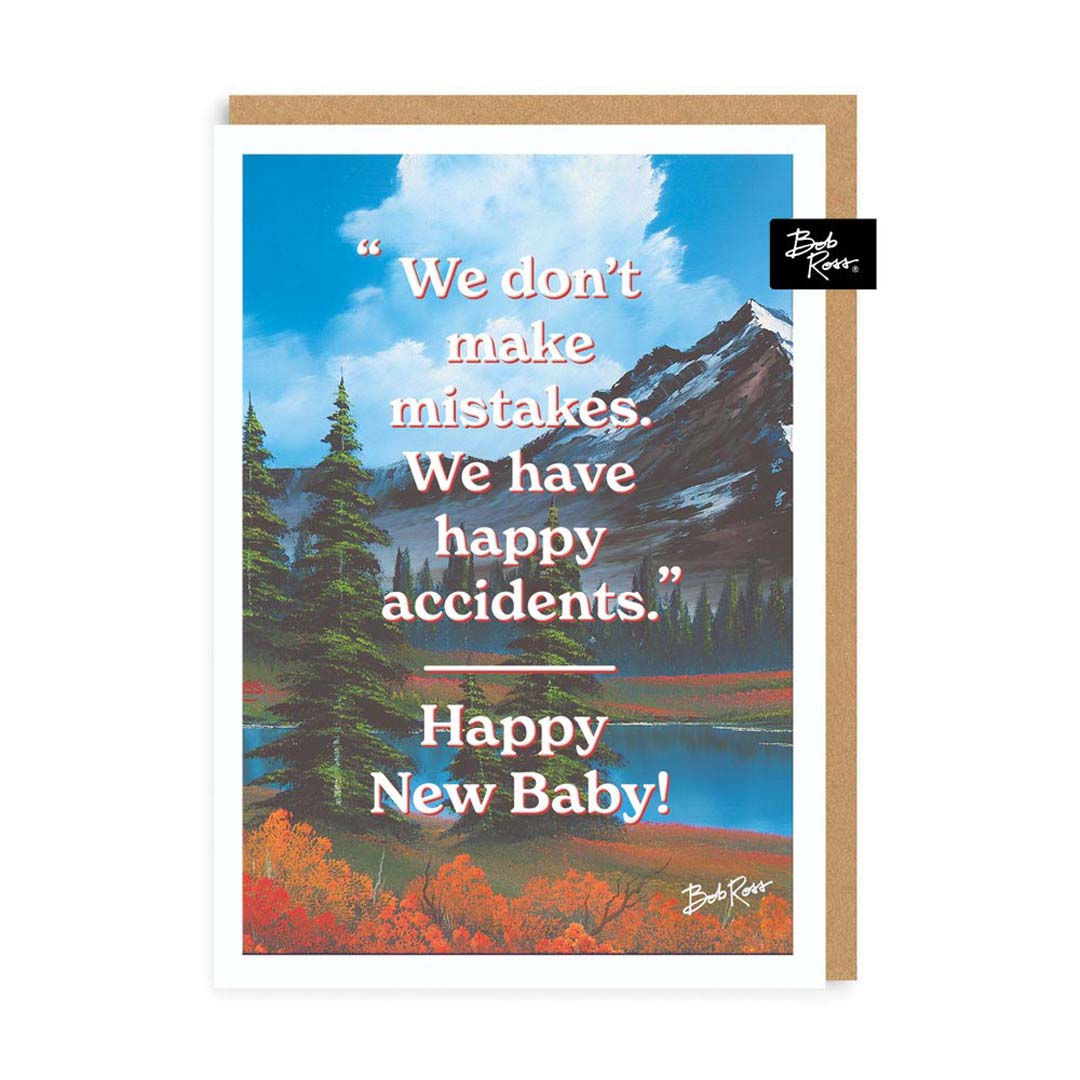 Bob Ross Happy Accidents New Baby Card