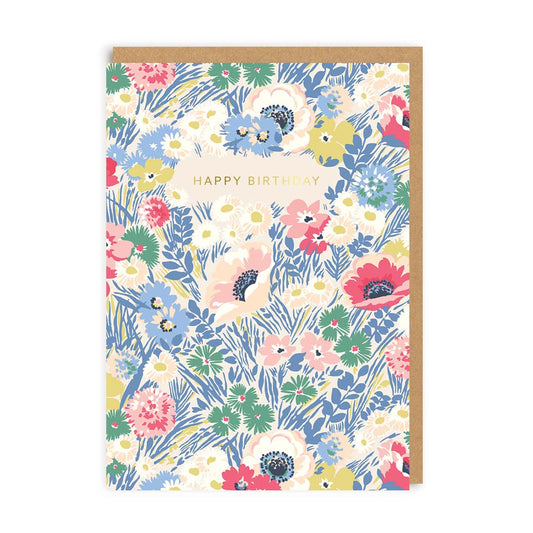 Happy Birthday (meadow floral) Greeting Card
