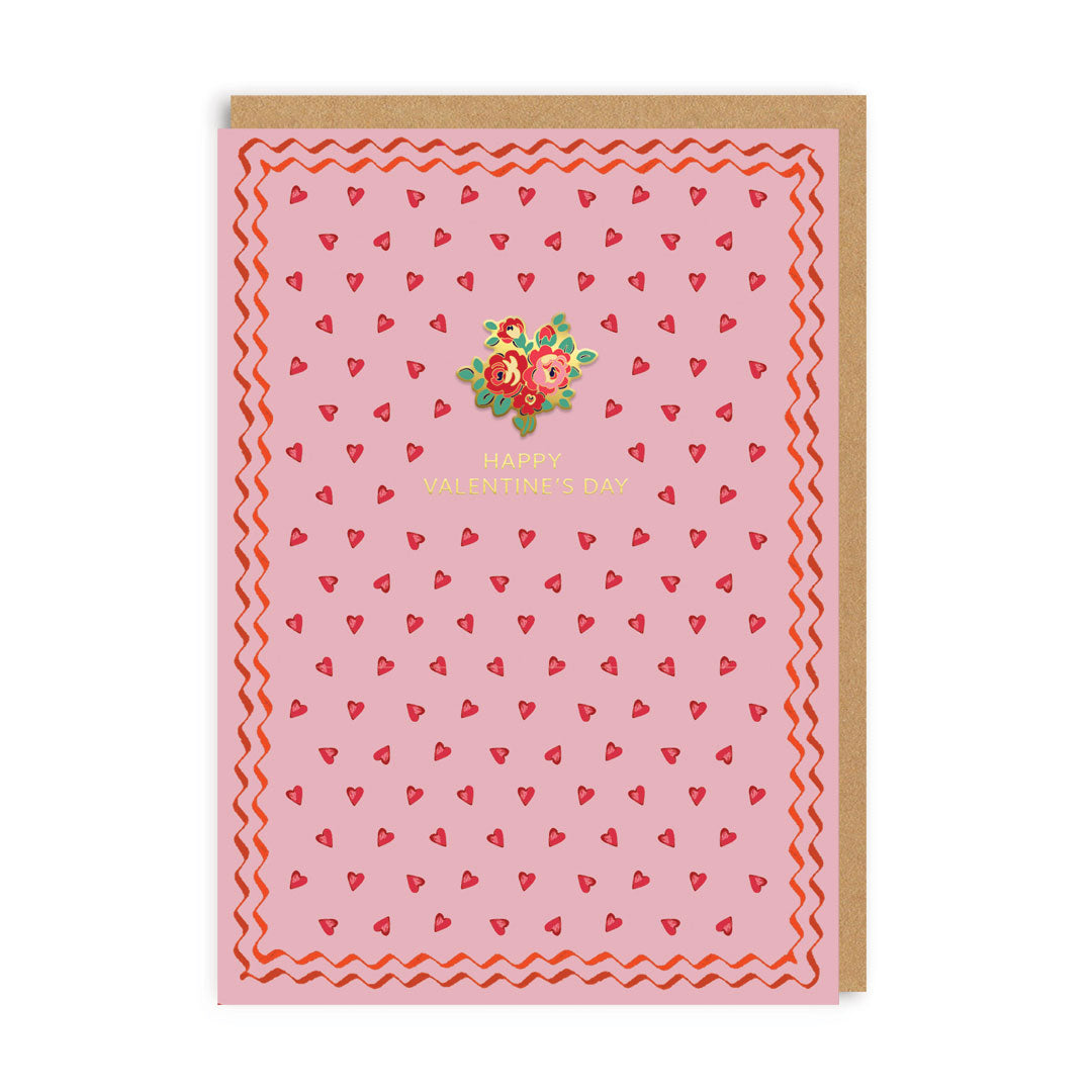 Happy Valentine's Day Flower Enamel Pin Greeting card