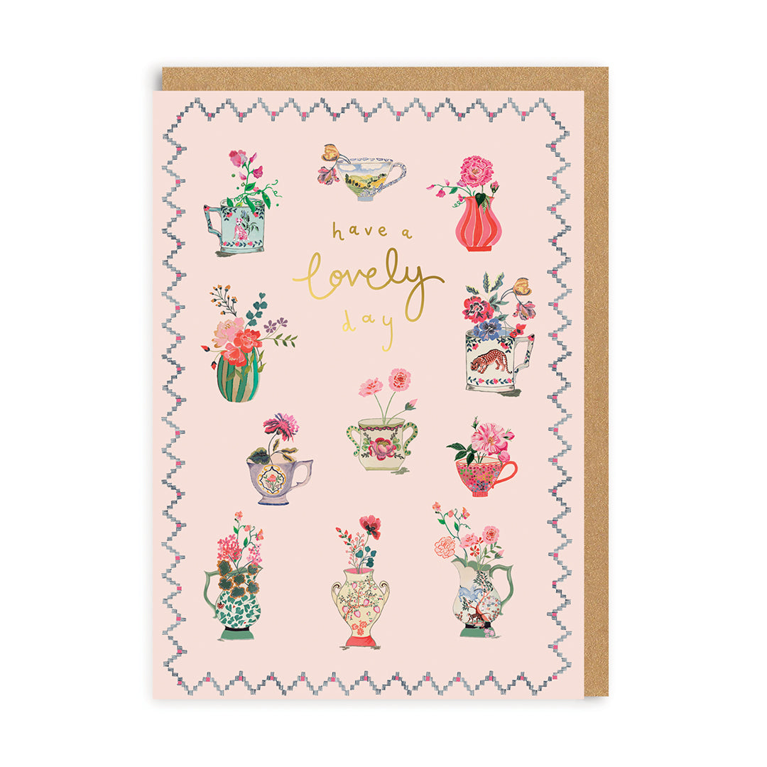 Cath Kidston Have a Lovely Day Vases Greeting Card