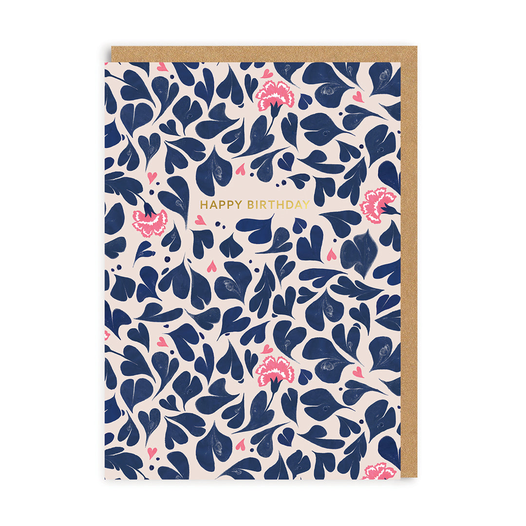 Cath Kidston Happy Birthday Marble Hearts and Flowers Card