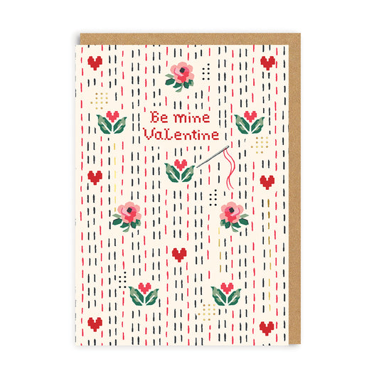 Cath Kidston Stitch Ditsy - Be mine Valentine Greeting Card