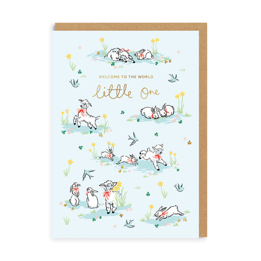 Cath Kidston Hello Little One Lambs Greeting Card
