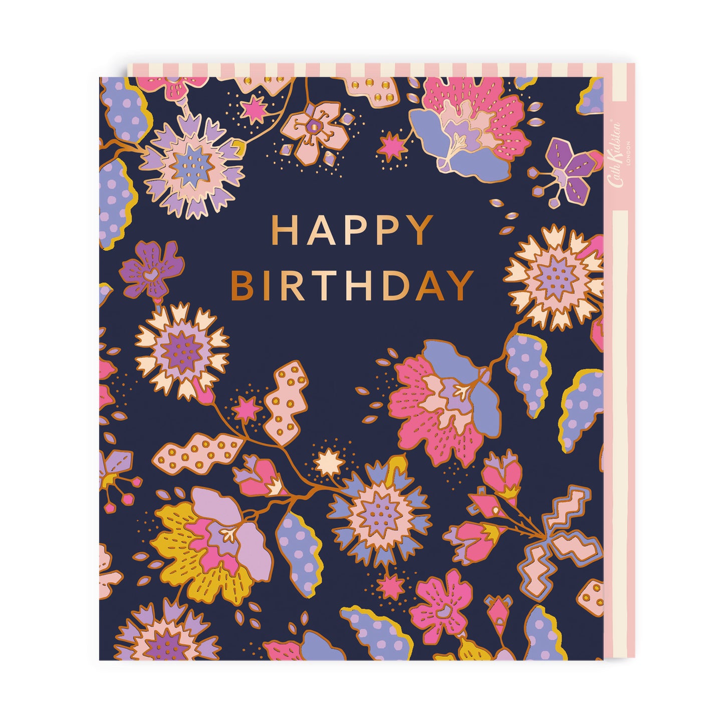 Cath Kidston Gold Outlined Flowers Large Birthday Greeting Card