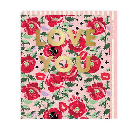 Painted Poppies Love You Valentine's Day Card