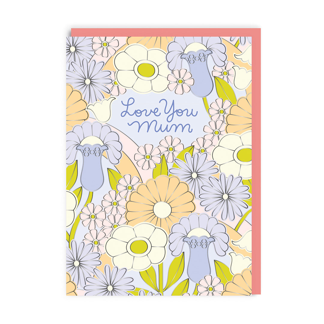 Love You Mum Floral Pattern Mother's Day Card