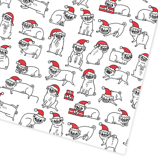Christmas Pug Positions Flat Giftwrap