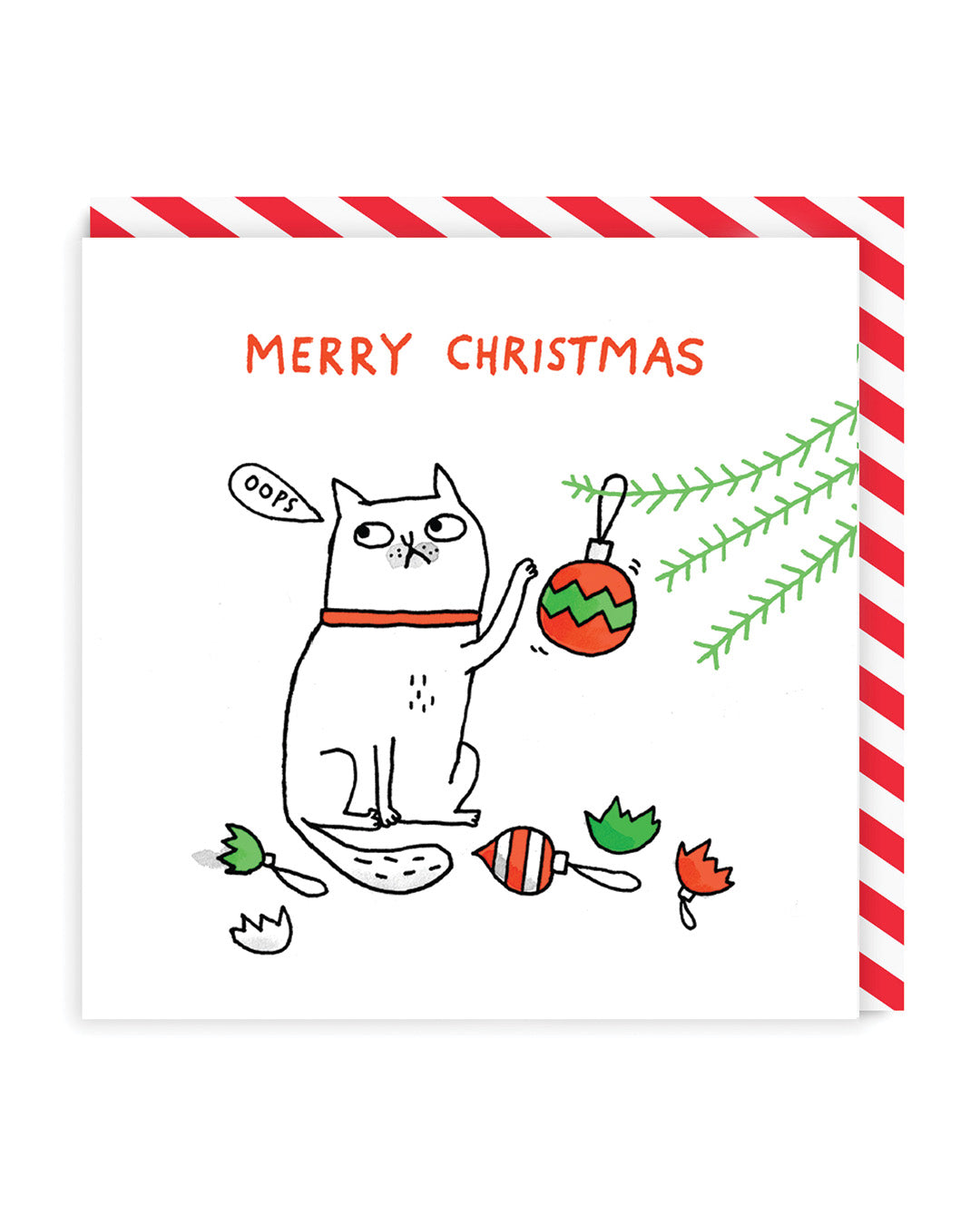 Oops Cat Merry Christmas Square Greeting Card