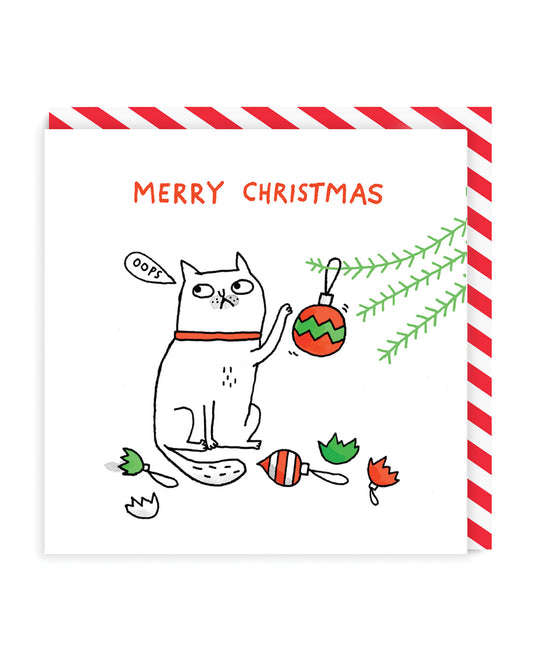 Oops Cat Merry Christmas Square Greeting Card