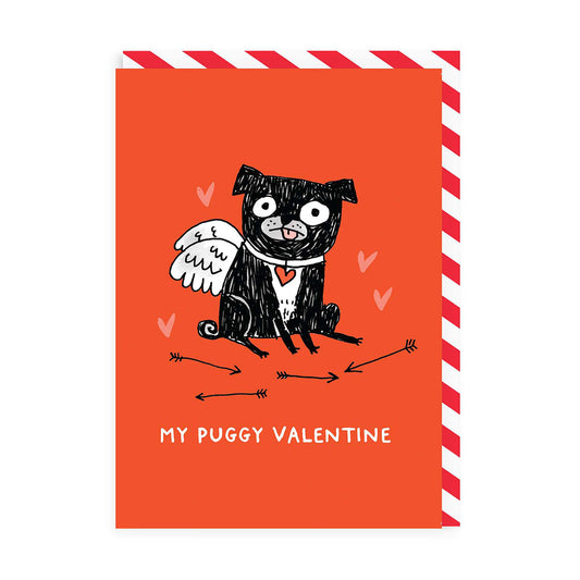 Red My Puggy Valentine Greeting Card