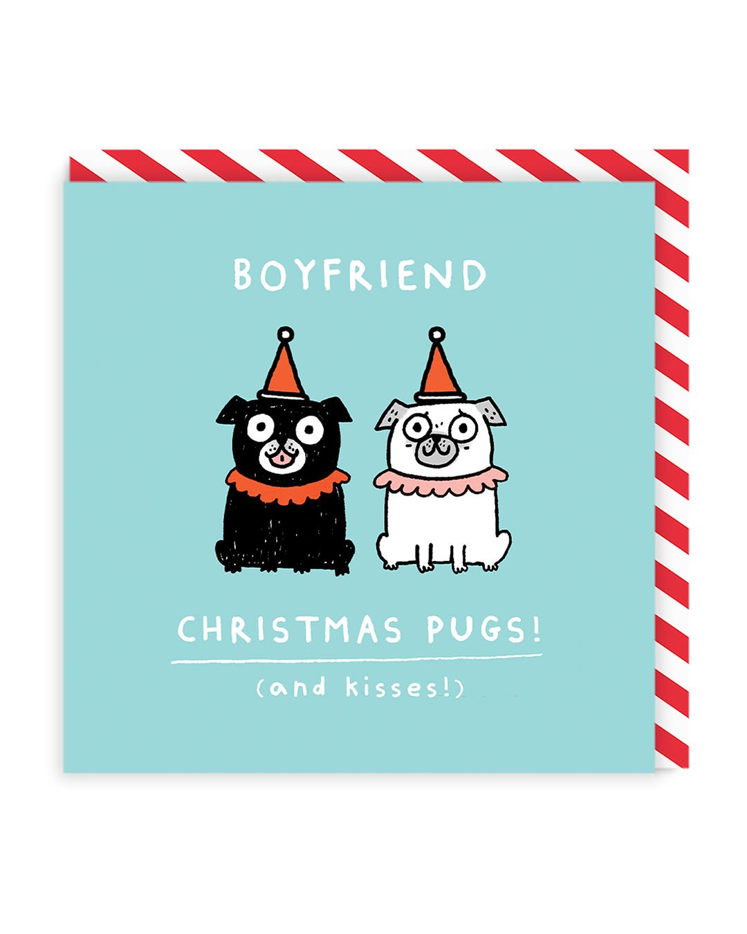 Boyfriend Pugs Square Christmas Card