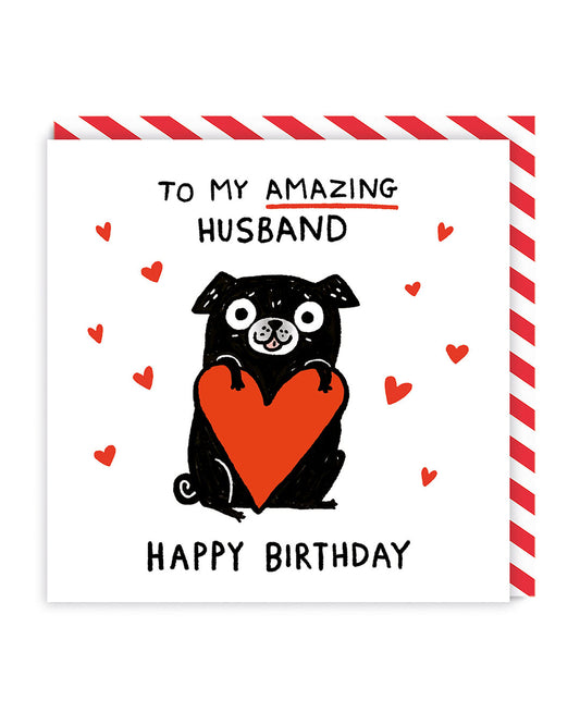 Amazing Husband Pug Love Heart Greeting Card